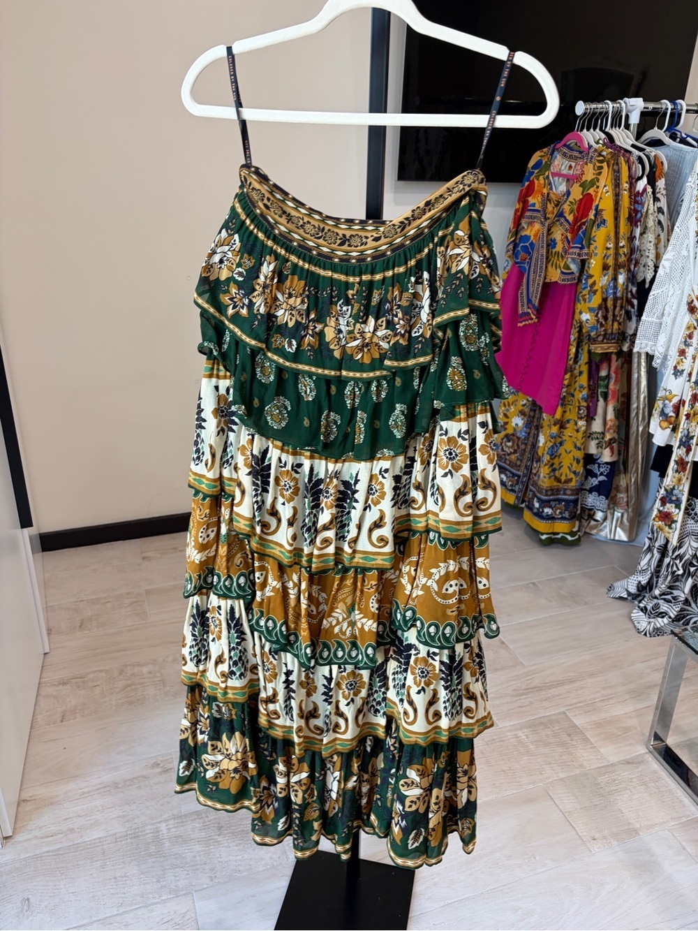 Farm Rio: Green Ayla Mixed Scarves Layered
Maxi Skirt - Picture 6 of 10